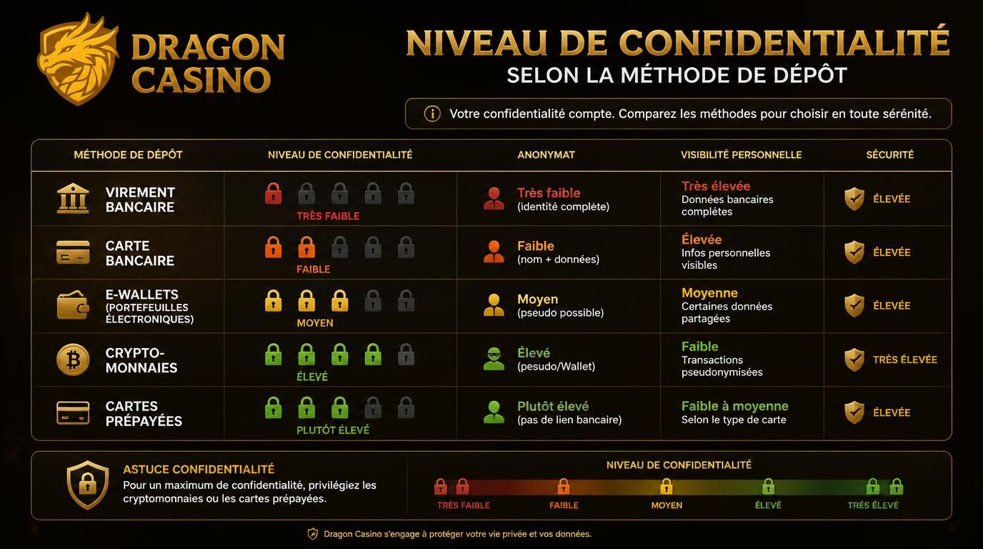 Tableau confidentialité des méthodes de dépôt