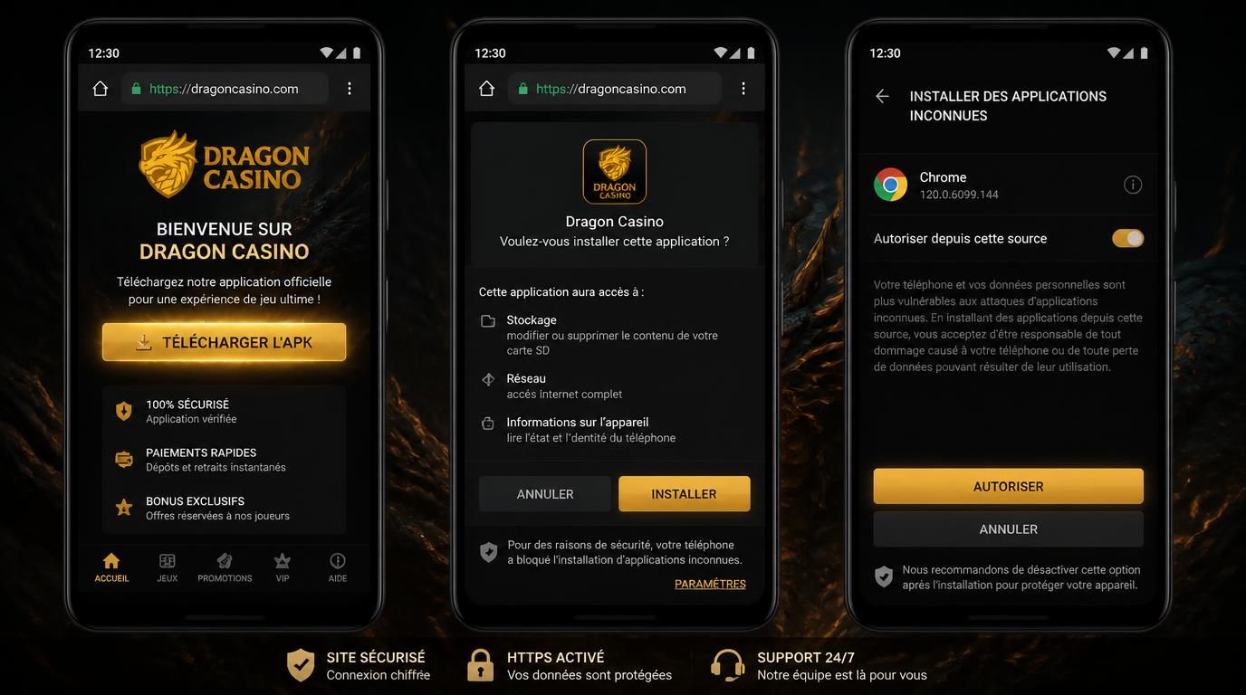Interface Android avec téléchargement APK sécurisé